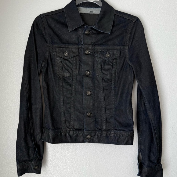 AG ADRIANO GOLDSCHMIED Robyn Coated Denim Jean Jacket Small Grunge Streetwear - Picture 1 of 15